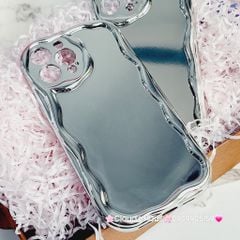 Case Ốp điện thoại iPhone Gương ánh bạc viền gợn sóng iPhone X/XSM/11/12/13/14/15/Pro/Promax