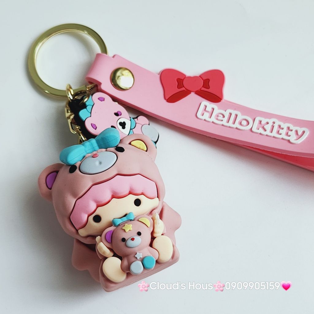 Móc Khóa Tình Mẫu Tử Đầu Xù Hello Kitty