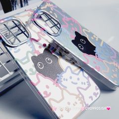 Case Ốp điện thoại iPhone Mèo Đen Hologram Ánh Bạc iPhone 11/12/13/14/15/Pro/Promax