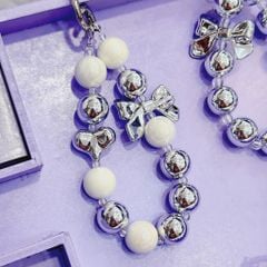 Vòng charm đeo điện thoại Thạch Ngọc Trai hologram Nơ