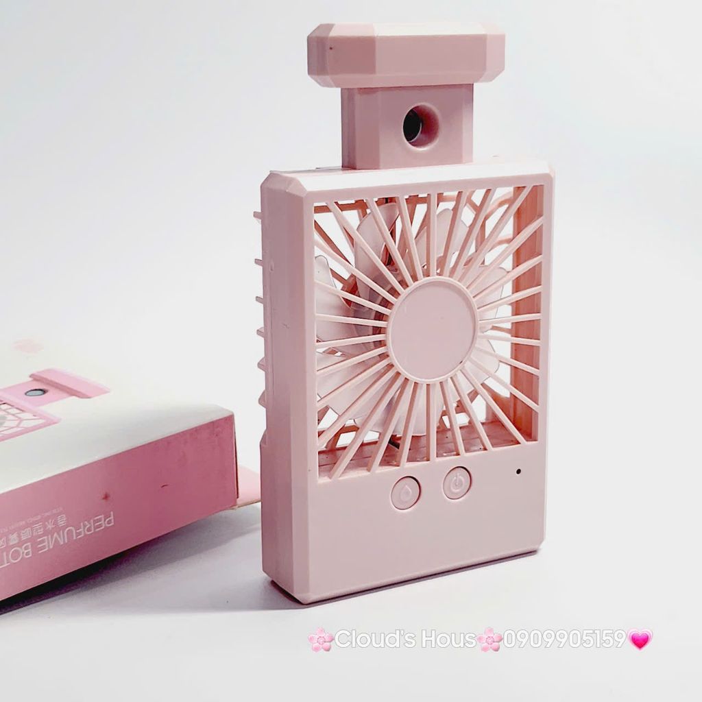 Mini Fan - Quạt Cầm Tay - Để Bàn Dáng Nước Hoa Có Phun Sương