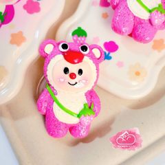 Case Ốp điện thoại iPhone Gấu dâu Lotso Chất phao Viền gợn sóng Kèm popsoket iPhone 11/12/13/14/Plus/Pro/Promax