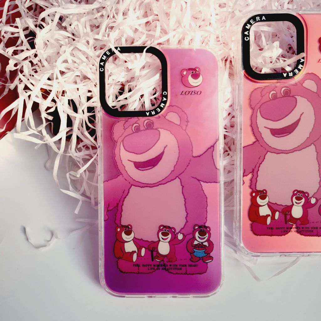 Case Ốp điện thoại iPhone Gấu dâu Lotso hologram iPhone 11/12/13/14/Pro/Promax