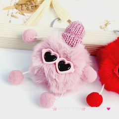 Móc Khóa Cục Bông Monster Đeo Kính Đội Mũ