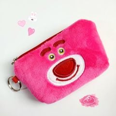 Bóp móc khoá Gấu dâu Lotso Vải bông nhung ( Tặng Kèm Tai Nghe)