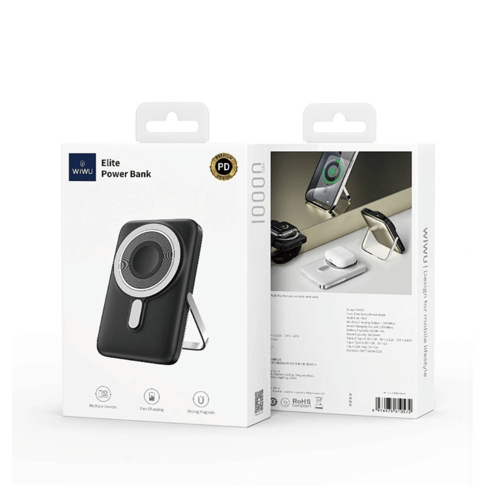 POWERBANK - Pin/ Sạc Dự Phòng Không Dây MagSafe 3in1 WiWU Elite Wi-P018 Tích Hợp Chân Đế