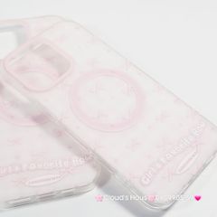 Case Ốp điện thoại iPhone Magsafe Nền Hồng Nơ Hồng Girl's Favorite Bow ZoozooCase iPhone 12/13/14/15/16/Pro/Promax