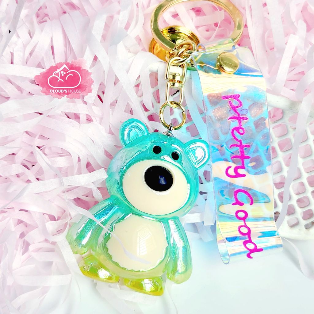 MÓC KHÓA GẤU DÂU LOTSO Hologram Bling bling