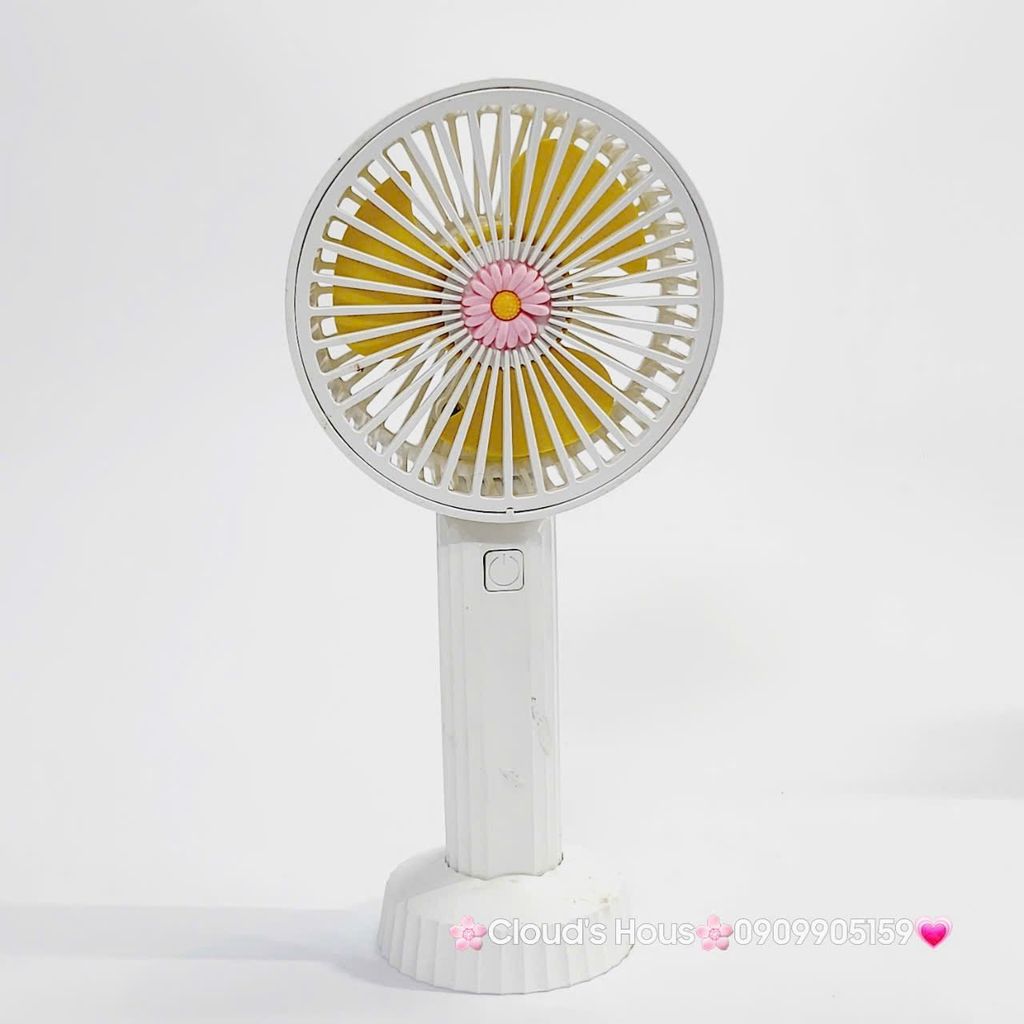 Mini Fan - Quạt Cầm Tay Trắng Bông Hoa