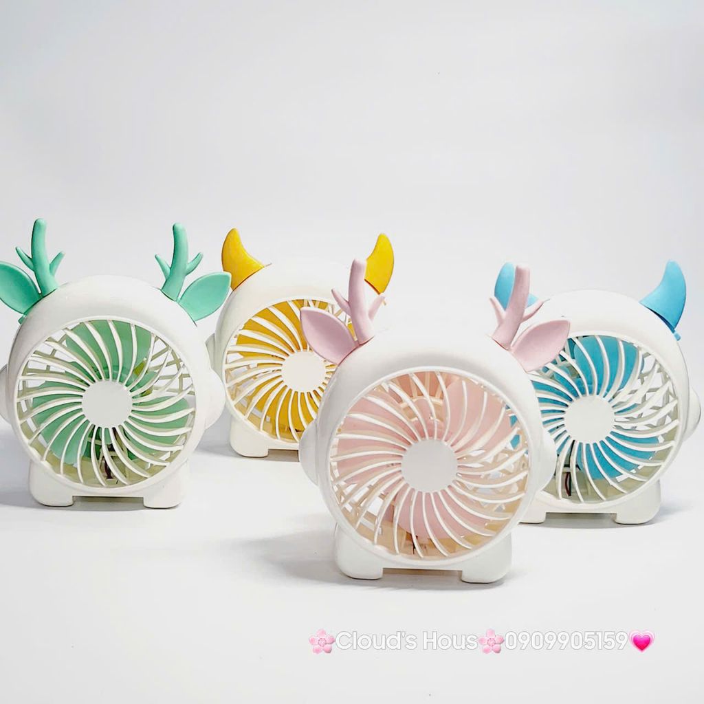 Mini Fan - Quạt Cầm Tay Có Tai Sừng Nhiều màu