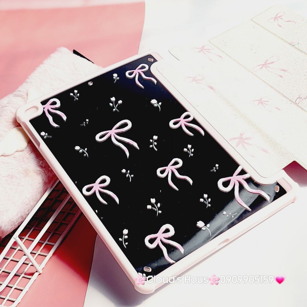 Case Ốp Bao da iPad Nơ Hồng Tiểu Thư Beautiful Lưng Gương iPad 9.7/10/10.2/10.5/10.9/11/12.9inch