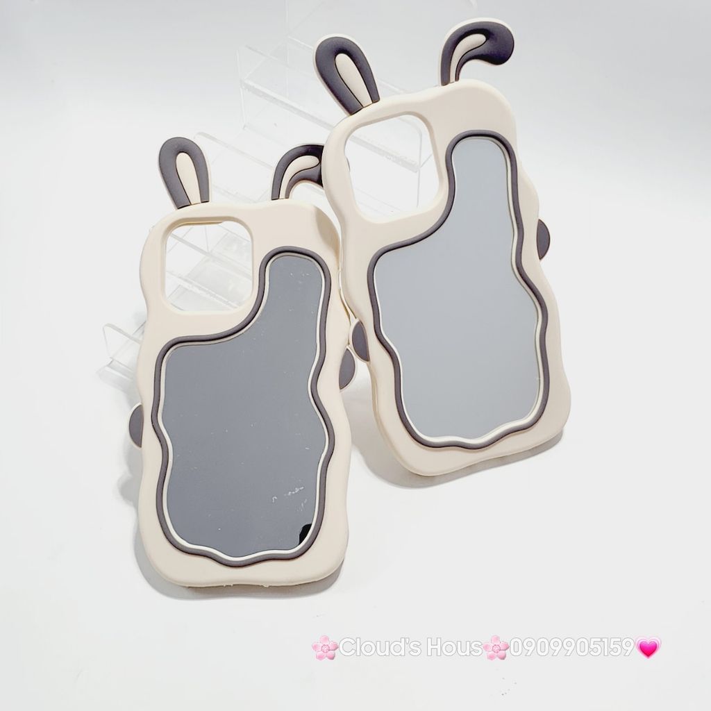 Case Ốp điện thoại iPhone Su dẻo Tai Thỏ Gợn Sóng Lưng Gương iPhone 6P/7P/8P/X/Xs/XSMax/11/12/13/14/15/Pro/Promax