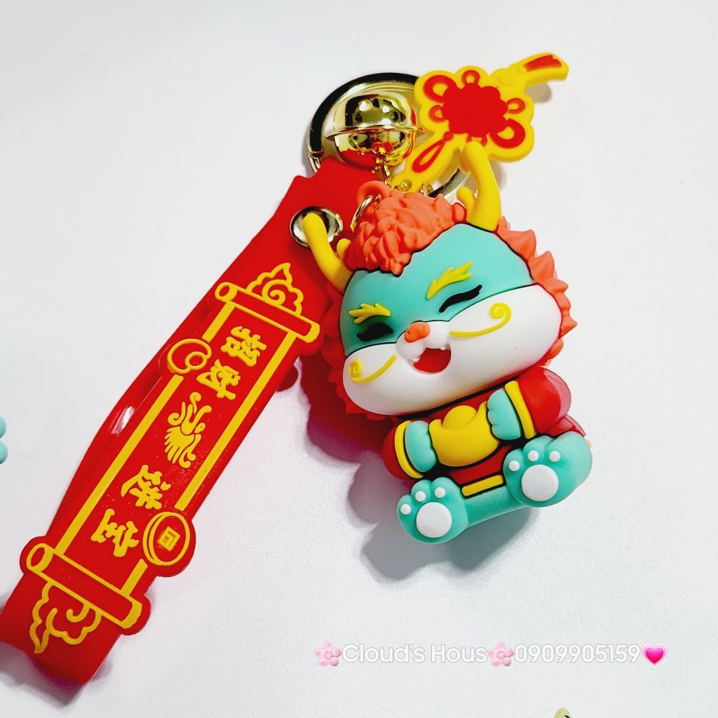 Móc Khóa Rồng Xanh Áo Đỏ Chúc TẾT (2 dây)