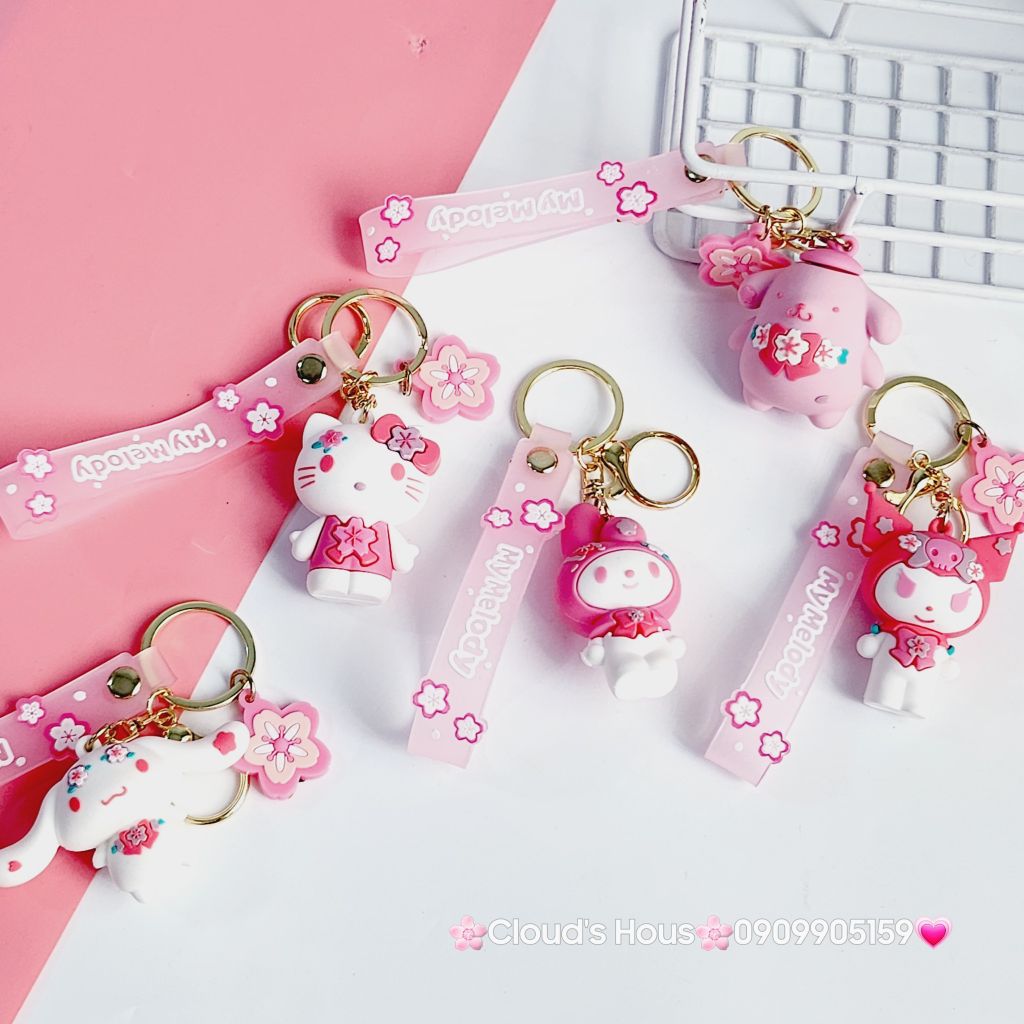Móc Khoá Hoạt hình Sanrio Tone Trắng Hồng My Melody