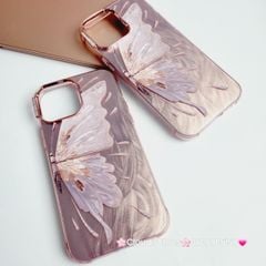 Case Ốp điện thoại iPhone Con Bướm Butterfly Hologram Nền Hồng iPhone 11/12/13/14/15/Pro/Promax