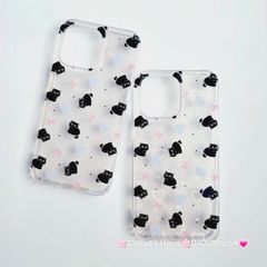 Case Ốp điện thoại iPhone Trong Mèo Đen Nền Tim Hologram iPhone 12/13/14/15/Pro/Promax