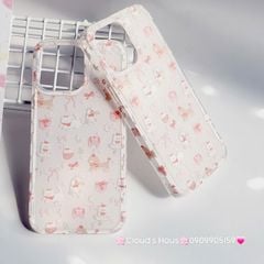 Case Ốp điện thoại iPhone Mèo Chó Nơ Đỏ Sticker Dễ Thương Nền Trắng iPhone 11/12/13/14/15/Pro/Promax