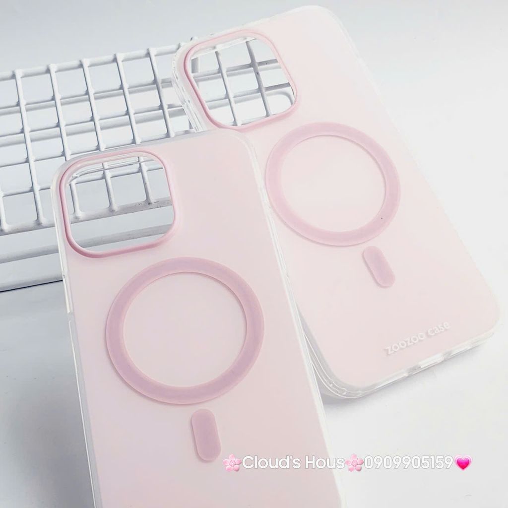 Case Ốp điện thoại iPhone Trong Nhám Magsafe Hồng Pastel Zoozoo Case iPhone 12/13/14/15/16/Pro/Promax