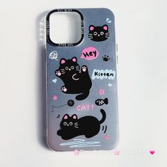 Case Ốp điện thoại iPhone Mèo Đen Kitten Nhám Hologram ánh bạc iPhone 11/12/13/14/15/Pro/Promax