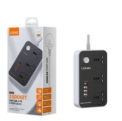 Ổ CẮM Thông minh 2500W Chống cháy nổ Chính hãng LDNIO SC3412 (3 Sockets + 20W USB-CPD + 3-PORT QC3.0)