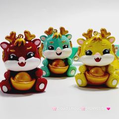 Móc Khóa Rồng Cầm Thỏi Vàng TẾT - Dây Good Luck