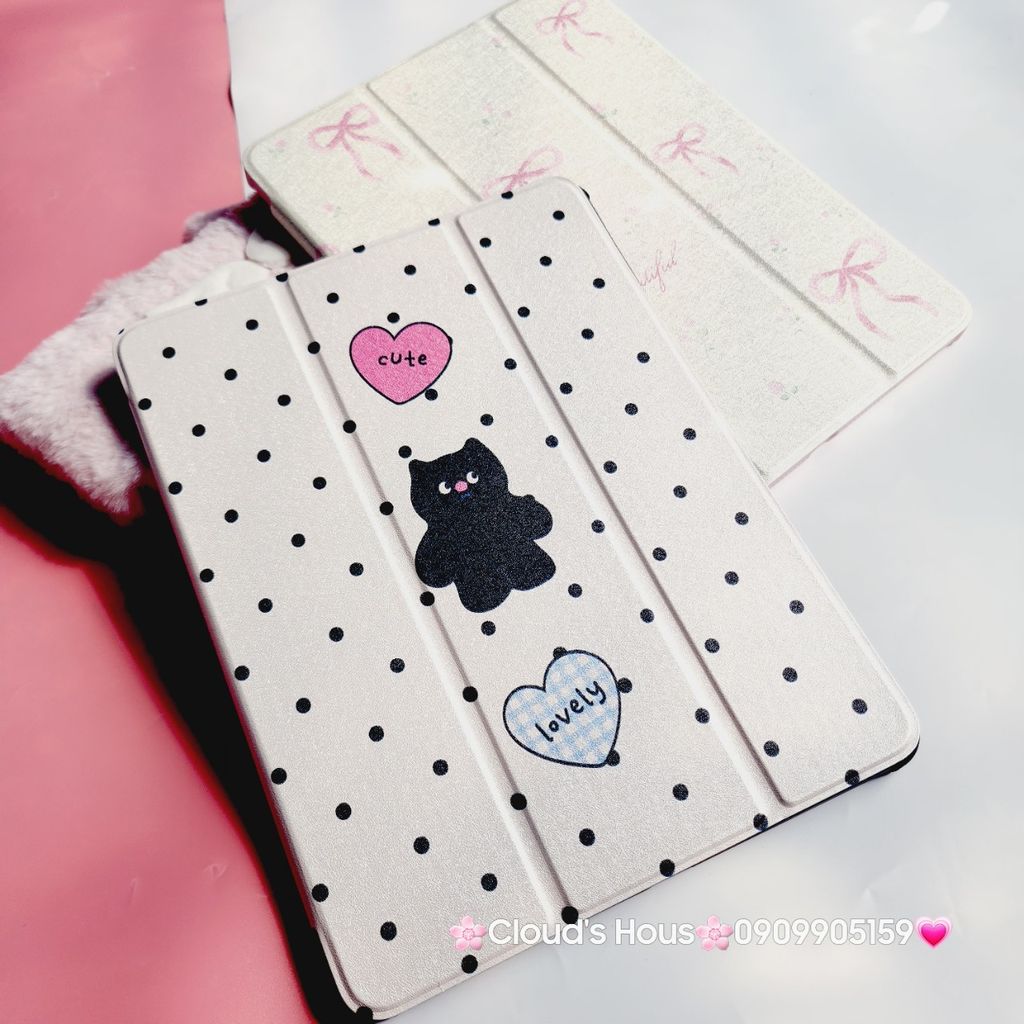 Case Ốp Bao da iPad Mèo Đen Cute Lovely Lưng Gương iPad 9.7/10/10.2/10.5/10.9/11/12.9inch