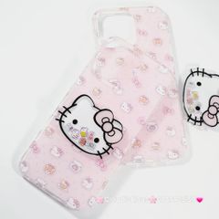 Case Ốp điện thoại iPhone Hello Kitty Nền Hồng PopSocket iPhone 12/13/14/15/16/Pro/Promax