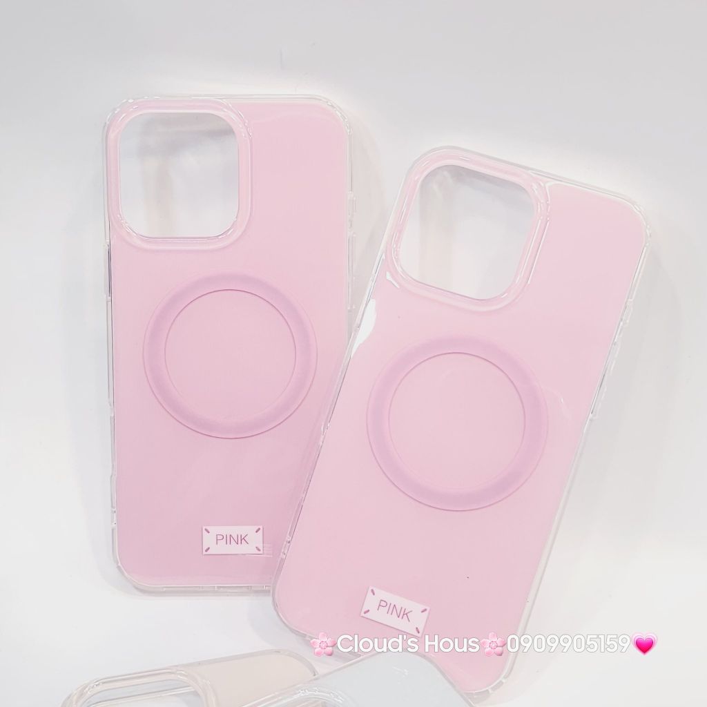 Case Ốp điện thoại iPhone Trong Crytal Magsafe Hồng Pastel Case iPhone 12/13/14/15/16/Pro/Promax