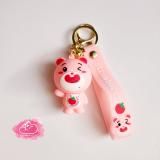 MÓC KHÓA GẤU DÂU LOTSO Đầu To Cute Đáng Yêu (CẦM GẬY)