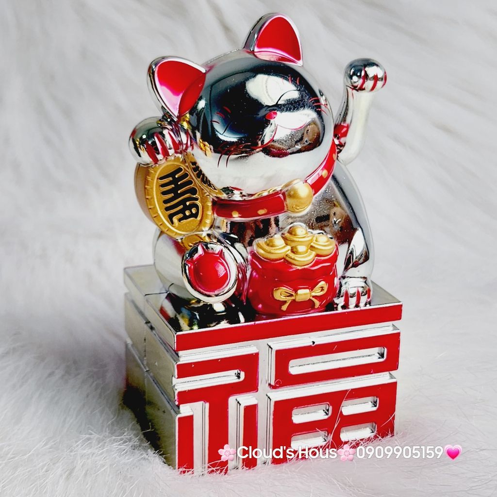 MÈO THẦN TÀI Đế Chữ Tàu - Mèo May Mắn - TẾT Size Nhỏ