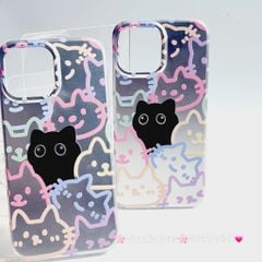 Case Ốp điện thoại iPhone Mèo Đen Hologram Ánh Bạc iPhone 11/12/13/14/15/Pro/Promax