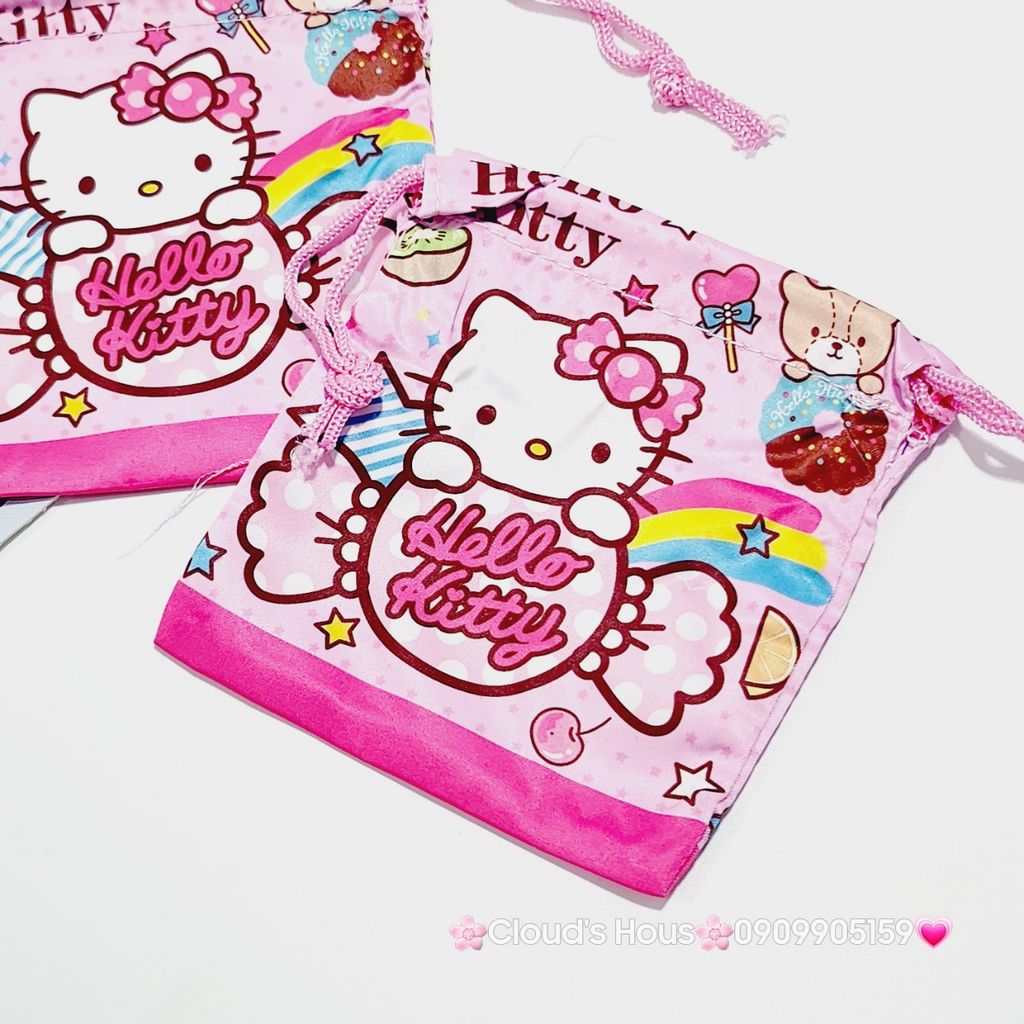 Túi Vải Dây Rút mini Hello Kitty & Doraemon