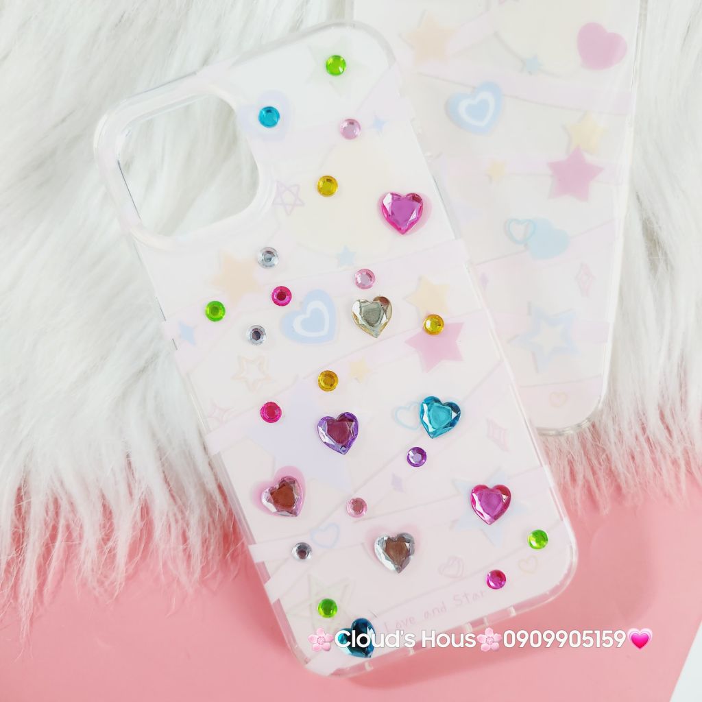 Case Ốp điện thoại iPhone Trái tim Đính đá iPhone 11/12/13/14/Pro/Promax