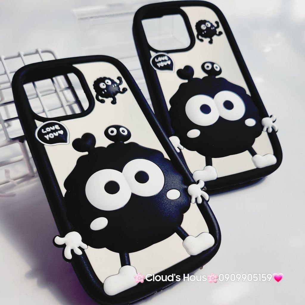 Case Ốp điện thoại iPhone Hòn Than Đen Cute Su dẻo 3D Nổi iPhone 11/12/13/14/15/Plus/Pro/Promax