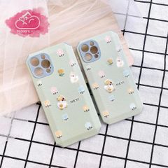 CASE IPHONE Nhám Da Họa Tiết Thêu Nổi Vịt ( Phôi Lục Giác )