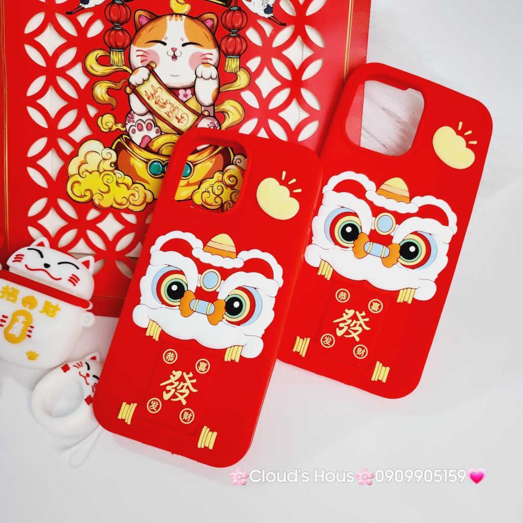 Case Ốp điện thoại iPhone Su dẻo Lân Đỏ TẾT Lì Xì iPhone 11/12/13/14/15/Pro/Promax