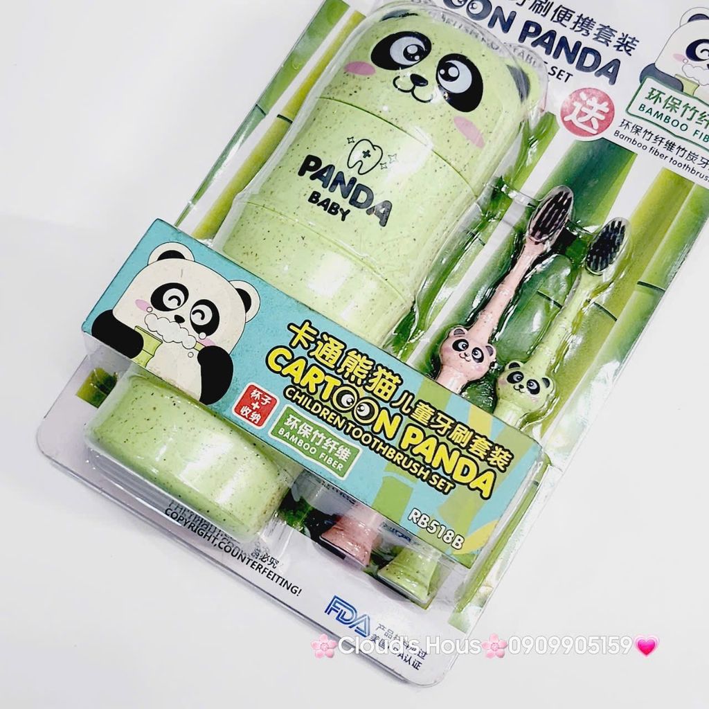 Bàn Chải Kèm Hộp Đựng Panda Bamboo Fiber Cho Bé
