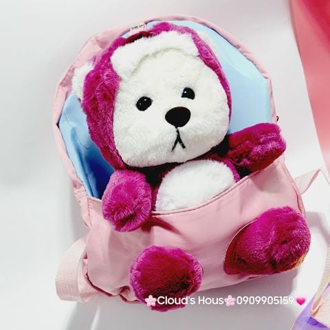 Balo Gấu Dâu Lotso Vải dù Gấu Bông nổi