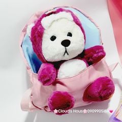 Balo Gấu Dâu Lotso Vải dù Gấu Bông nổi