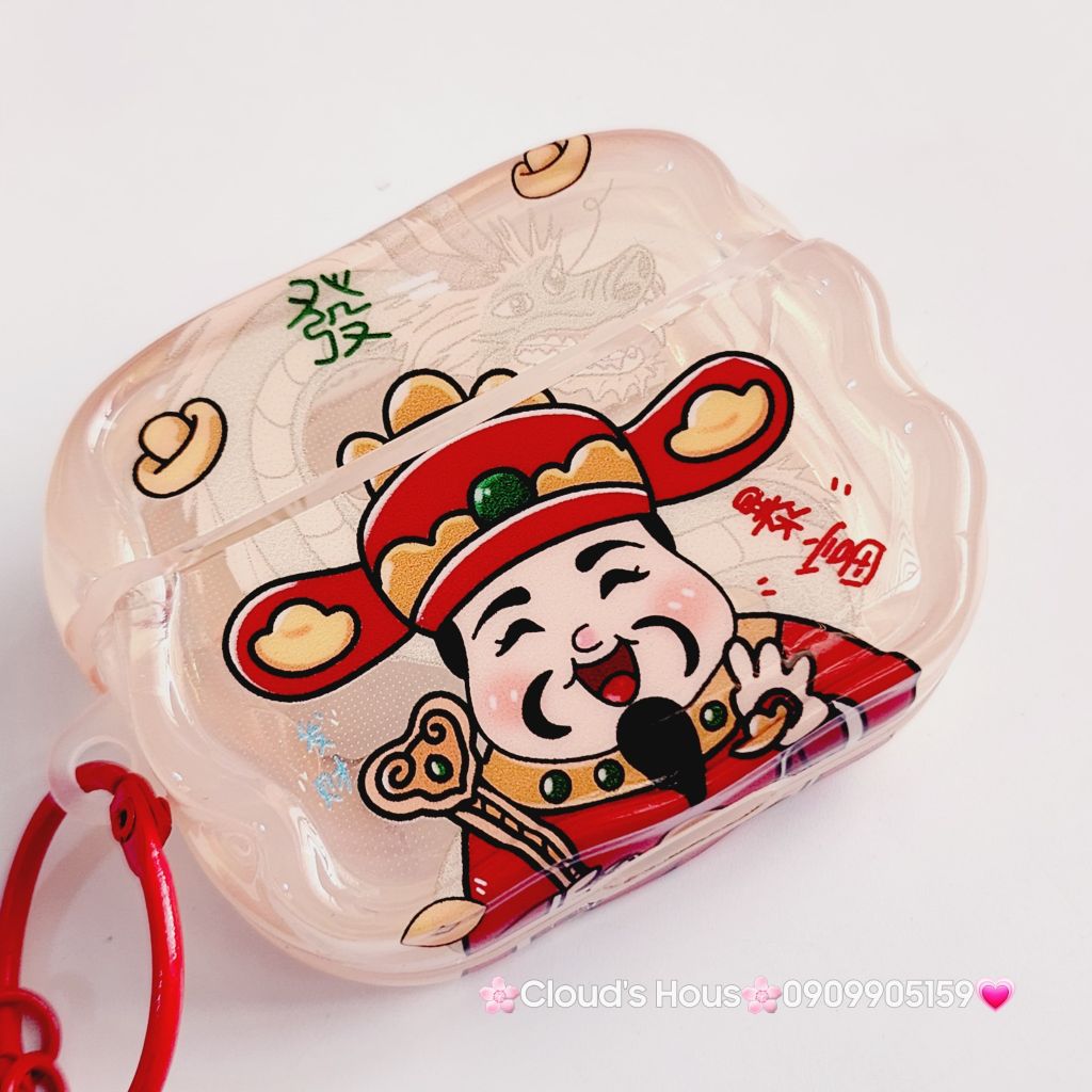 Cover Case Vỏ bảo vệ Airpod Ông Thần Tài Charm Thần Tài Có Chuông Airpod 1/2/3/Pro/Pro2 - TẾT