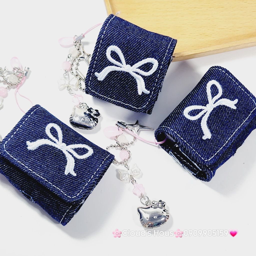 Cover Case Vỏ bảo vệ Airpod Túi Vải Jeans Nơ Airpod 1/2/3/Pro/Pro2