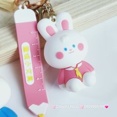 Móc Khoá Gấu & Thỏ Đi Học Bút Chì Thước Kẻ