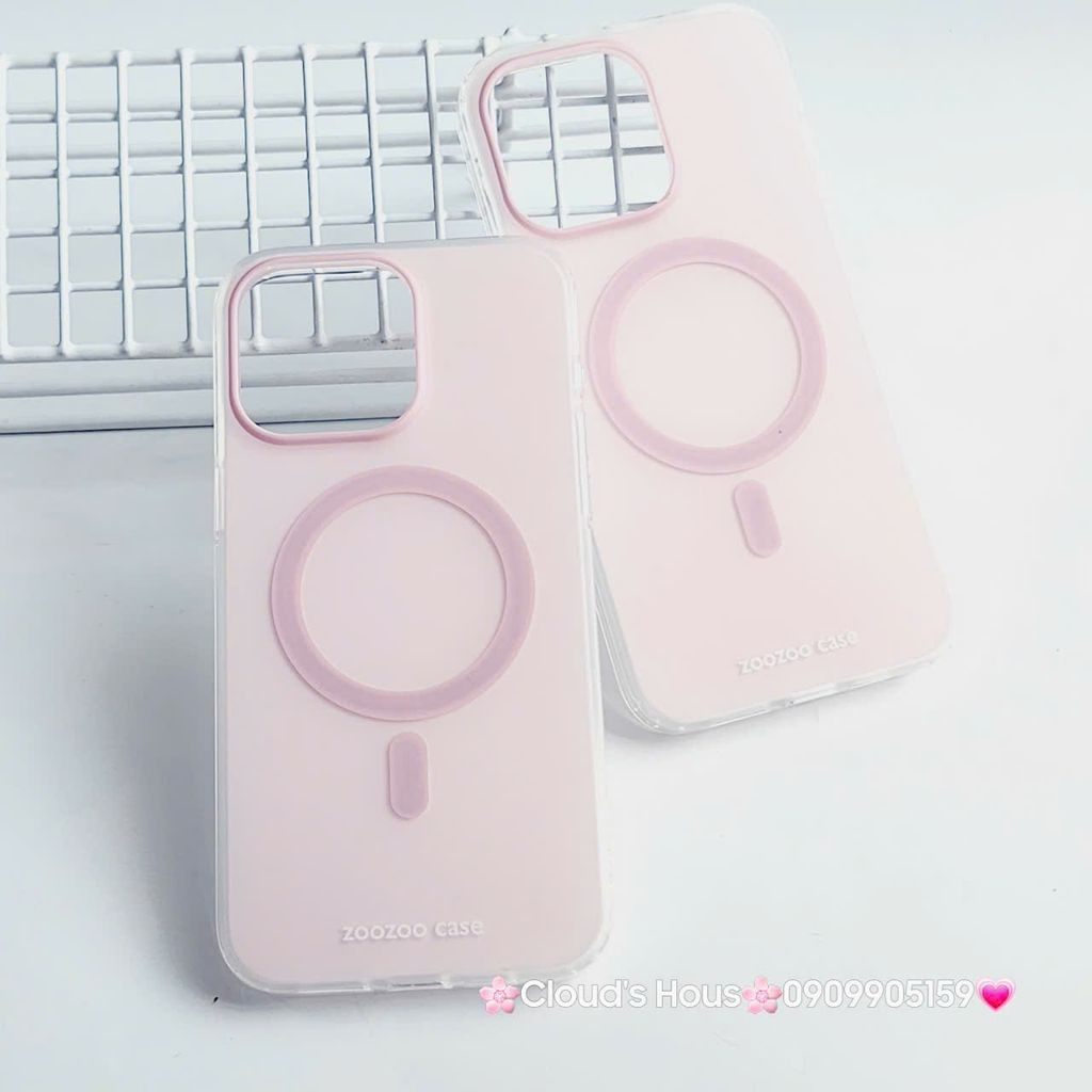 Case Ốp điện thoại iPhone Trong Nhám Magsafe Hồng Pastel Zoozoo Case iPhone 12/13/14/15/16/Pro/Promax