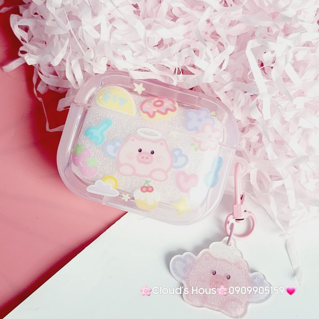 Cover Case Vỏ bảo vệ Airpod Heo hồng thiên thần phao trong Airpod 1/2/3/Pro/Pro2