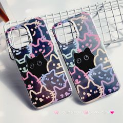 Case Ốp điện thoại iPhone Mèo Đen Hologram Ánh Bạc iPhone 11/12/13/14/15/Pro/Promax
