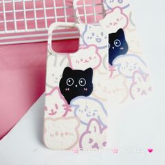 Case Ốp điện thoại iPhone Mèo Đen Cute dẻo nền trắng iPhone 11/12/13/14/15/Pro/Promax