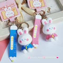 Móc Khoá Gấu & Thỏ Đi Học Bút Chì Thước Kẻ