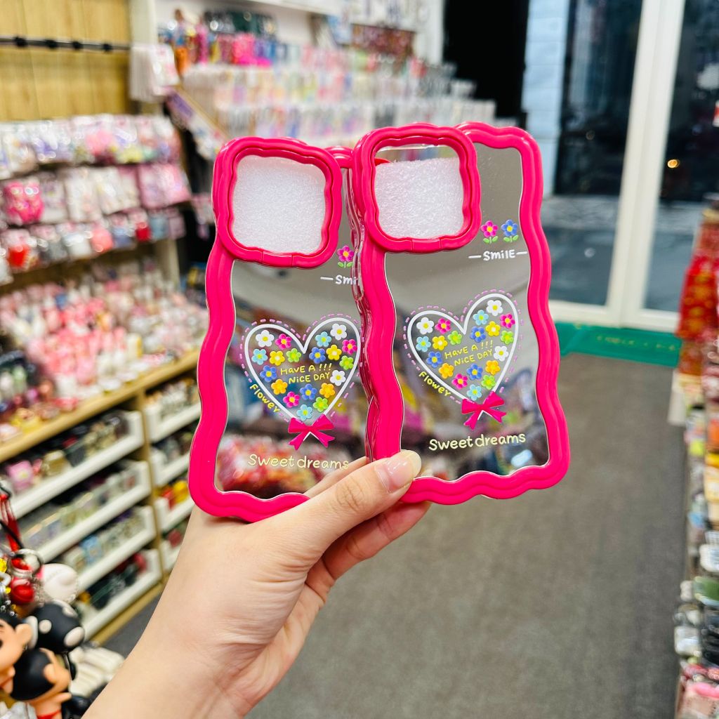 Case Ốp điện thoại iPhone Chống Dựng Viền Gợn Sóng Lưng Gương iPhone 12/13/Pro/Promax