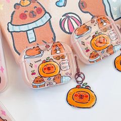 Cover Case Vỏ bảo vệ Airpod Chuột Capybara 3D Nổi Bóng kèm charm Airpod 1/2/3/Pro/Pro2