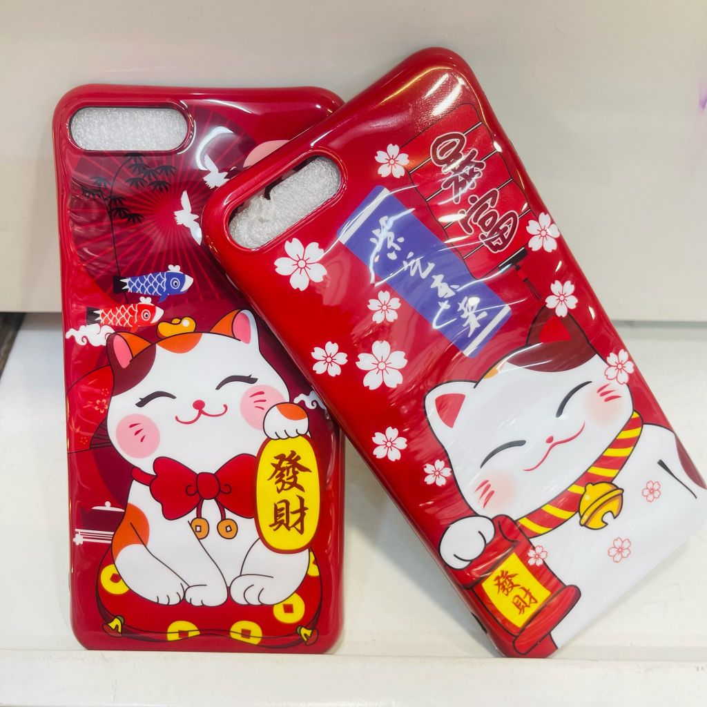 Case Ốp điện thoại iPhone Mèo may mắn phôi gợn sóng iPhone 11/12/13/Pro/Promax - TẾT